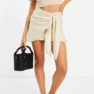 mini skirt with knot wrap detail in stone